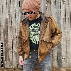 Vintage Brown Leather Jacket L